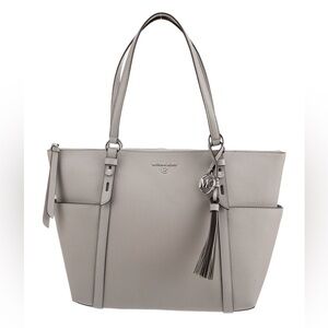 Michael Kors Solid Saffiano Leather Tote Bag Dark Grey